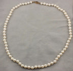 14k yellow gold 18" 5.5-6mm round white cultured pearl necklace strand NEW