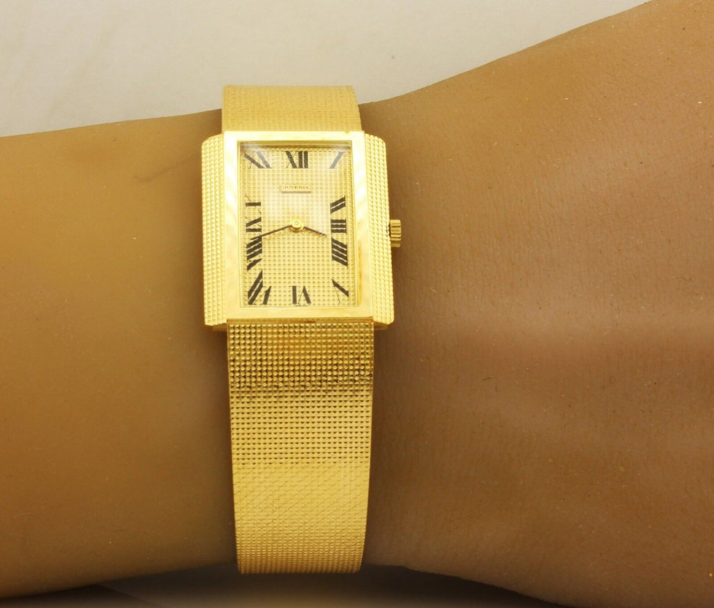 Juvenia Women's 18K Yellow Gold Rectangle Hand-Winding Watch w/ Gold Mesh Band
