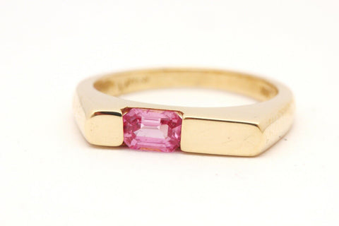 LEVIAN 14k yellow gold 0.50ct pink sapphire ring band size 6.75 3.84g vintage