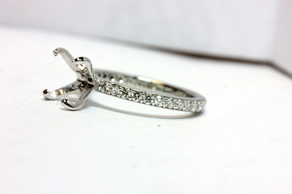 platinum engagement ring semimount 0.54ctw round diamond size 6.5 estate 4.83g