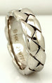 NEW DORA 14k white gold men's wedding band high polish weave 7.45mm sz 10.5 ring