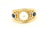 14k yellow gold 12.5mm ring band pearl sapphire diamond size 8.5 8.56g vintage