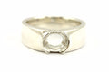 Platinum sterling silver men ring sz 8 band 9x7mm oval half-bezel setting estate