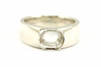 Platinum sterling silver men ring sz 8 band 9x7mm oval half-bezel setting estate