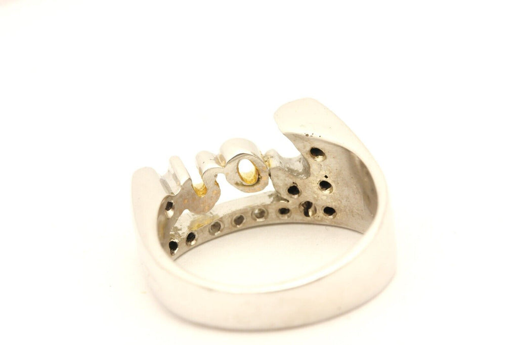 10k white gold LOVE 0.10ctw diamond ring size 7.25 6.68g vintage estate