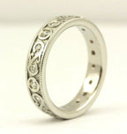 palladium woman's wedding band ring 0.39ctw round diamonds size6.25 estate 4.66g