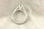 Platinum engagement ring cathedral semi mount lotus engraved diamond accents