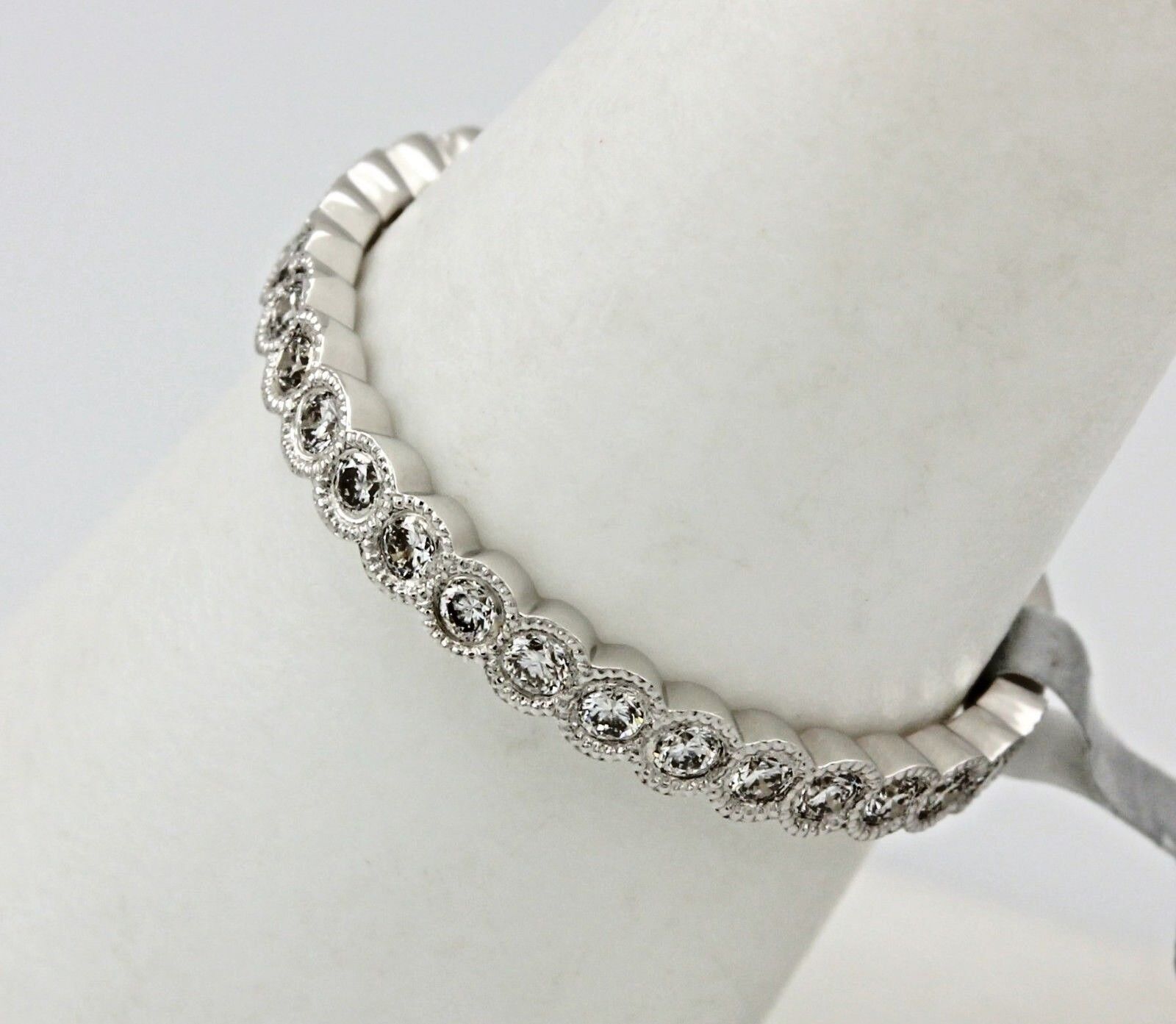 14k white gold 0.34ctw round diamond stackable band MARS 1.7g size 6.5 2.5mm NEW