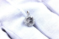 14k white gold 0.32ctw circle halo pendant 5.5mm round center semi mount 1.22g