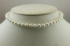 14k white gold 16 inch round white cultured pearl 7-7.5mm strand necklace NEW