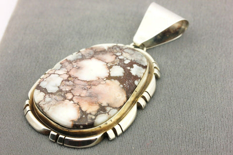 CS sterling silver 3.25 inch 49.1g stone pendant cabochon vintage estate