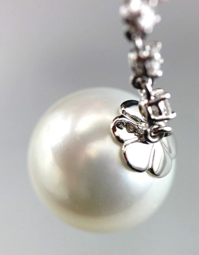 14k rose white gold red Spinel South Sea cultured pearl diamond dangle pendant