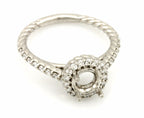 Platinum 1ct round diamond 0.34ctw halo twist band engagement ring semimount NEW