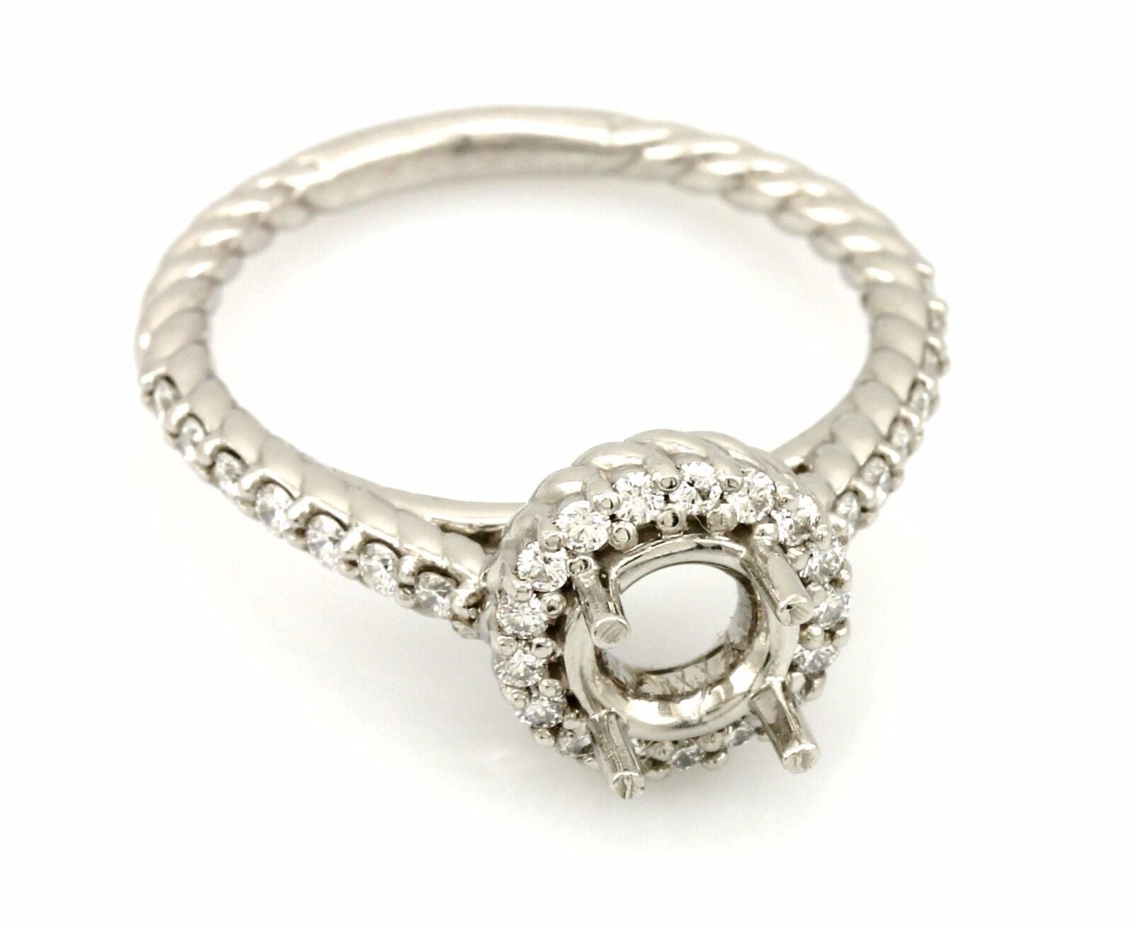 Platinum 1ct round diamond 0.34ctw halo twist band engagement ring semimount NEW