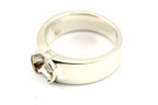 Platinum sterling silver men ring sz 8 band 9x7mm oval half-bezel setting estate