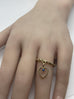 14k yellow gold charm ring with blue topaz heart dangle size 8 2.9g vintage