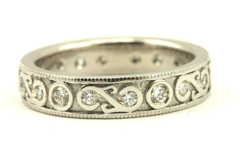 palladium woman's wedding band ring 0.39ctw round diamonds size6.25 estate 4.66g