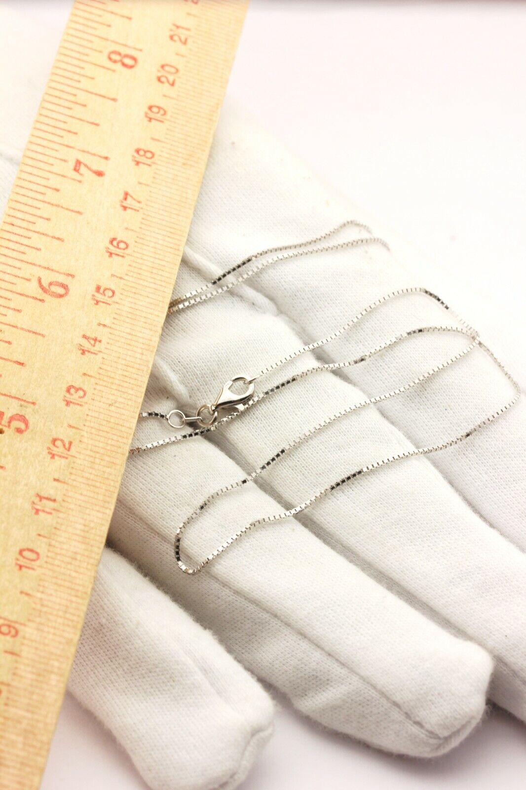 14k white gold box chain necklace lobster 20 inch 0.90mm 2.38g new