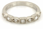 Platinum 0.25ctw princess round diamond milgrain wedding band size 5.5 ring NEW