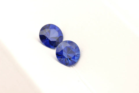 Reconstituted Blue Sapphire 3.36ctw round 7mm new loose gemstone matched pair