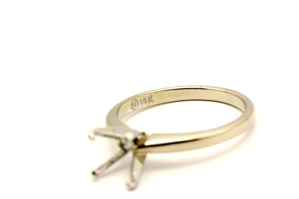 platinum 14k white gold 7.5mm round 4prong engagement ring sz7.5 setting 3.31g