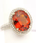 14k white gold orange spessartine garnet round diamond halo ring size 7 7.67g
