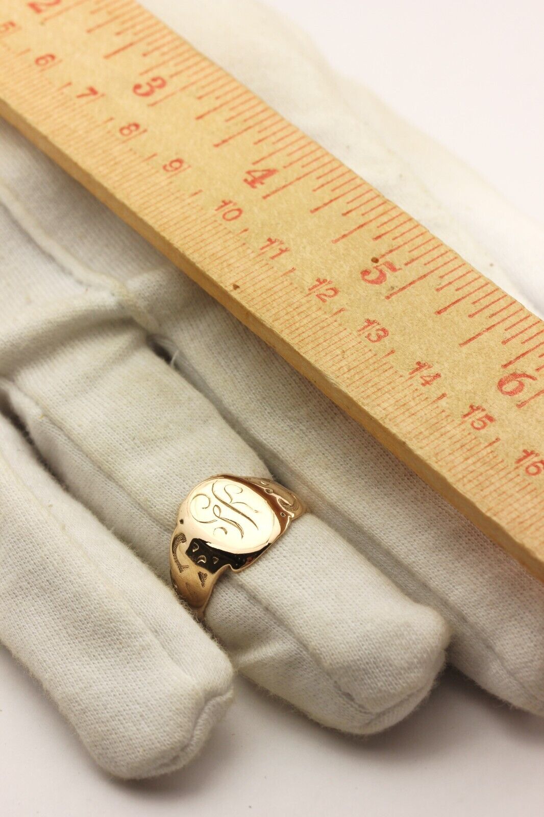 10k yellow gold signet ring band size 8.25 4.90g engraved monogram vintage