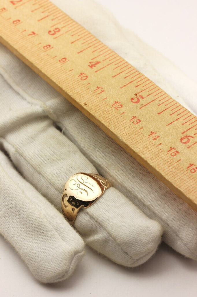10K White Gold Embossed Monogram Ring