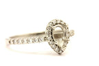 platinum 4.53g engagement ring semi mount 7x5mm pear center 0.35ctw accents halo