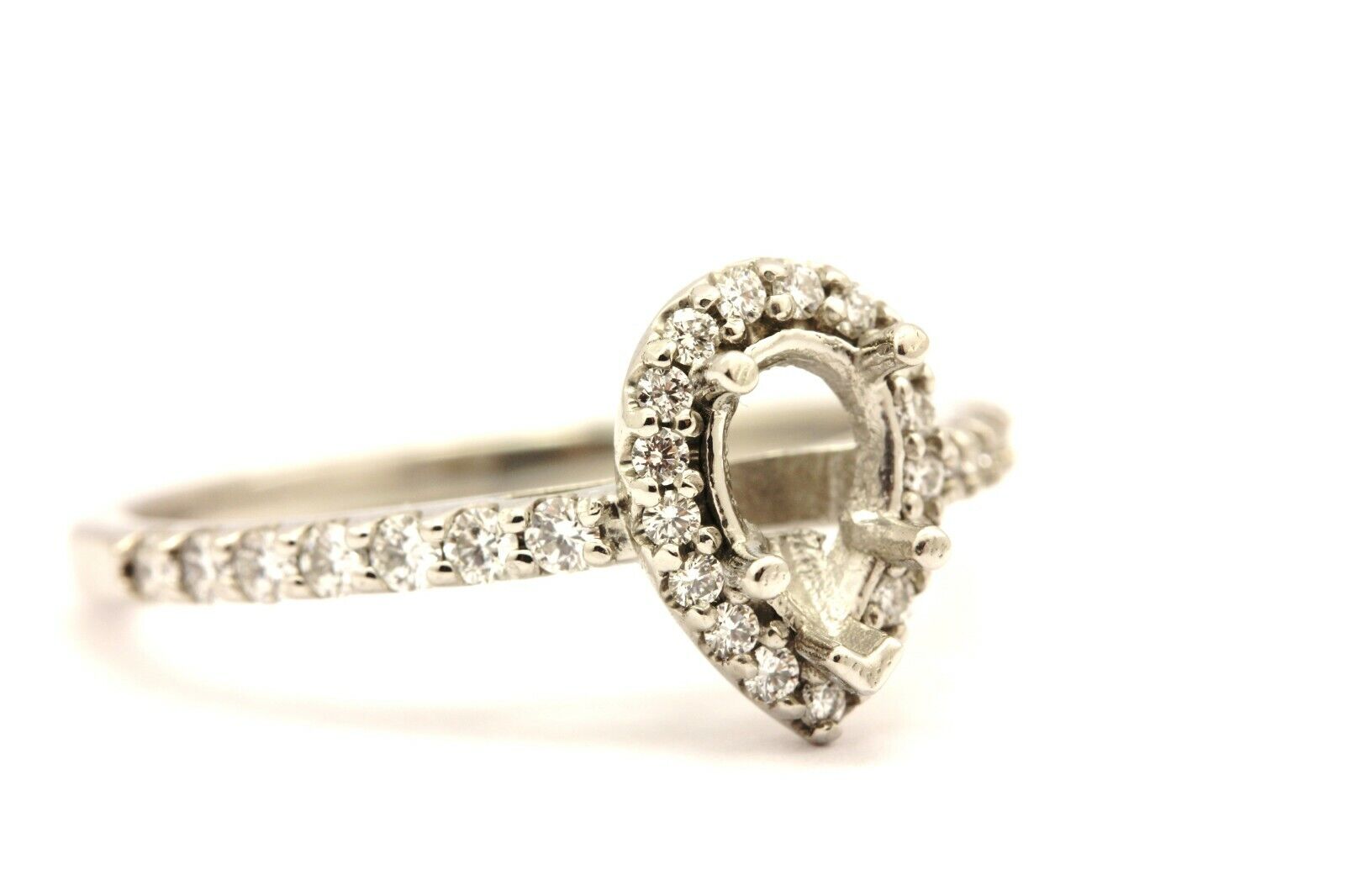 platinum 4.53g engagement ring semi mount 7x5mm pear center 0.35ctw accents halo