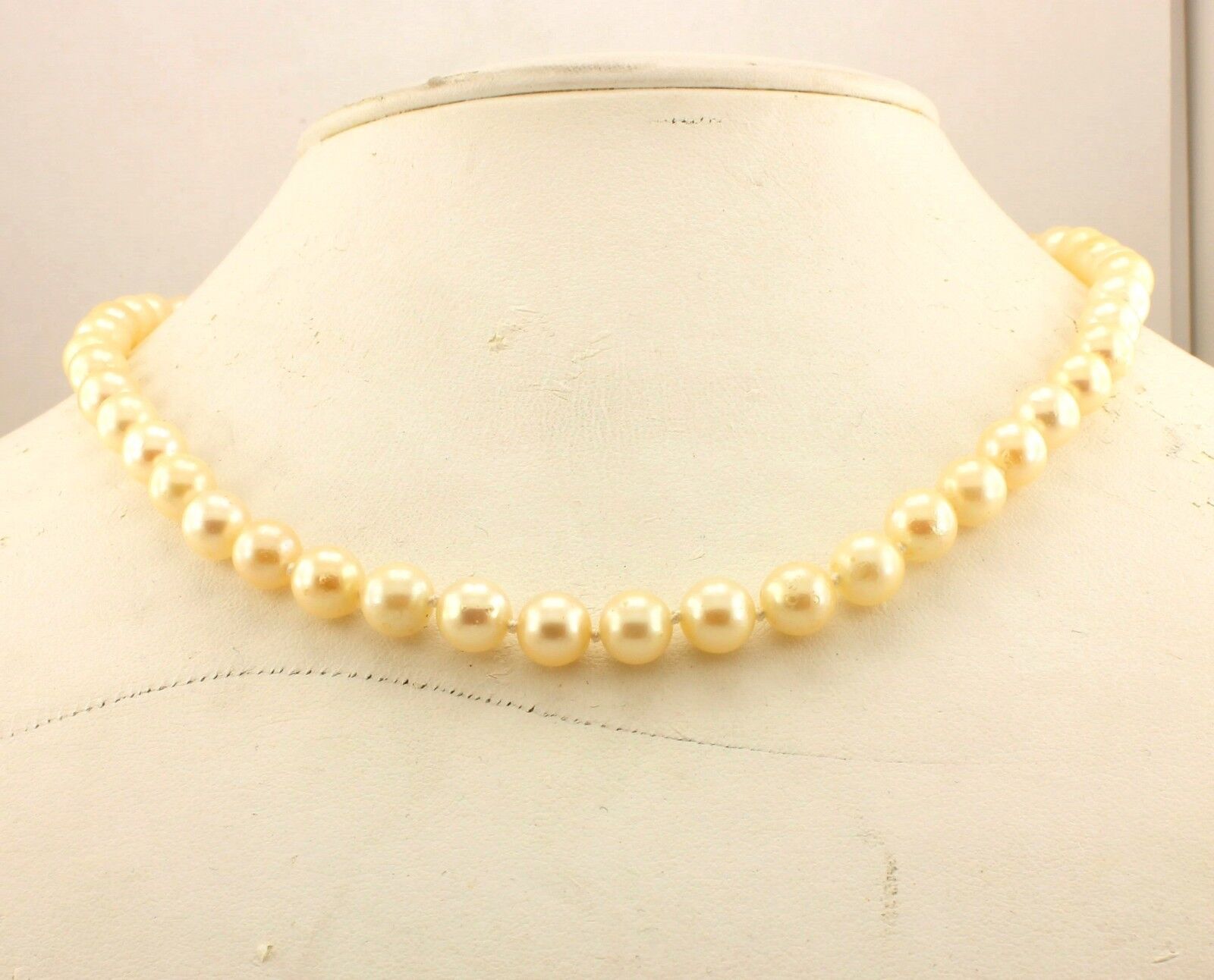 16" cultured pearl necklace 7-7.5mm round magnet clasp 925 sterling silver New