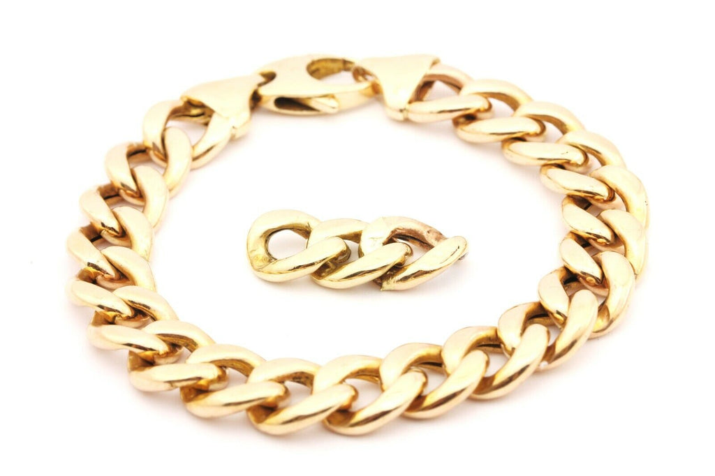 14k yellow gold 7.5 inch 10.8mm hollow curb chain bracelet 24.38g estate vintage