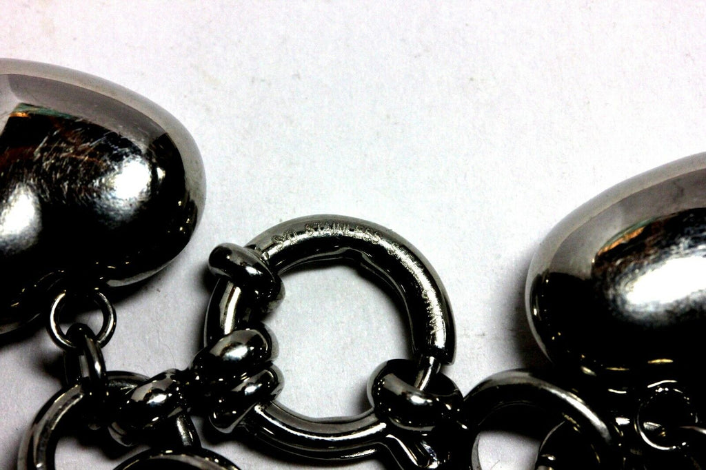 stainless steel puffed heart bracelet 7.5 inch costume fashion estate 44.23g