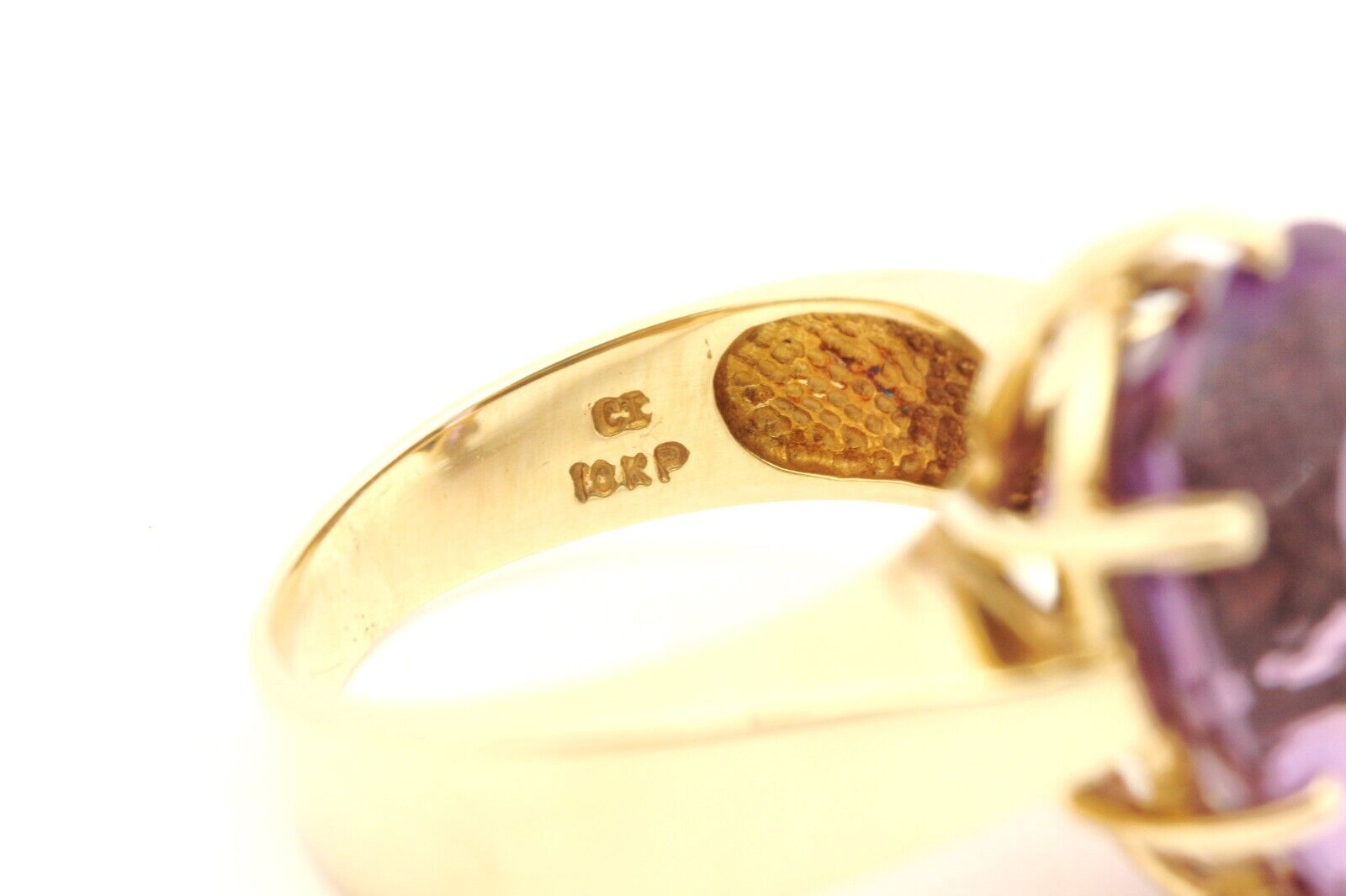 10k yellow gold 11ct purple amethyst pear shape ring size 7.5 7.46g vintage