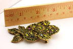 costume fashion green crystal rhinestone flower pin brooch 29.8g 3 inch vintage