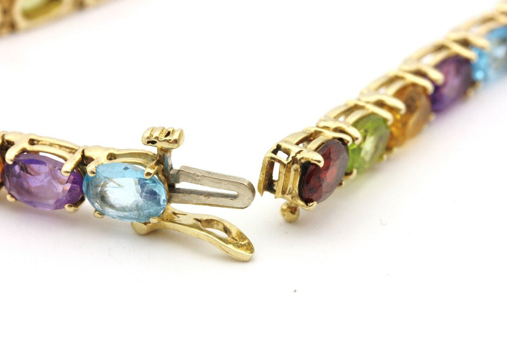 11.25ctw Gemstone Tennis Bracelet 14k Gold Amethyst Topaz Garnet Perid –  Jewelryauthority
