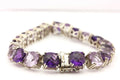 925 sterling silver 47.25ctw 8mm purple amethyst bracelet 7.5 inch 25.17g estate