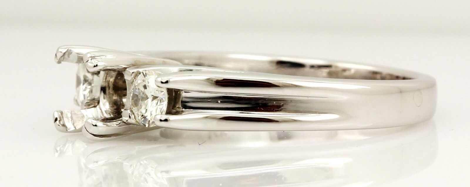 14k white gold 3 stone diamond engagement ring semi mount 0.46ctw sz 8.25 6.98g