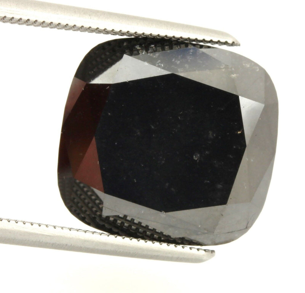 12.90 carat black treated diamond cushion cut 13.58 x 12.71 x 7.22 mm NEW