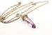 sterling silver 925 18 inch rope chain amethyst crystal pendant necklace 6.4g