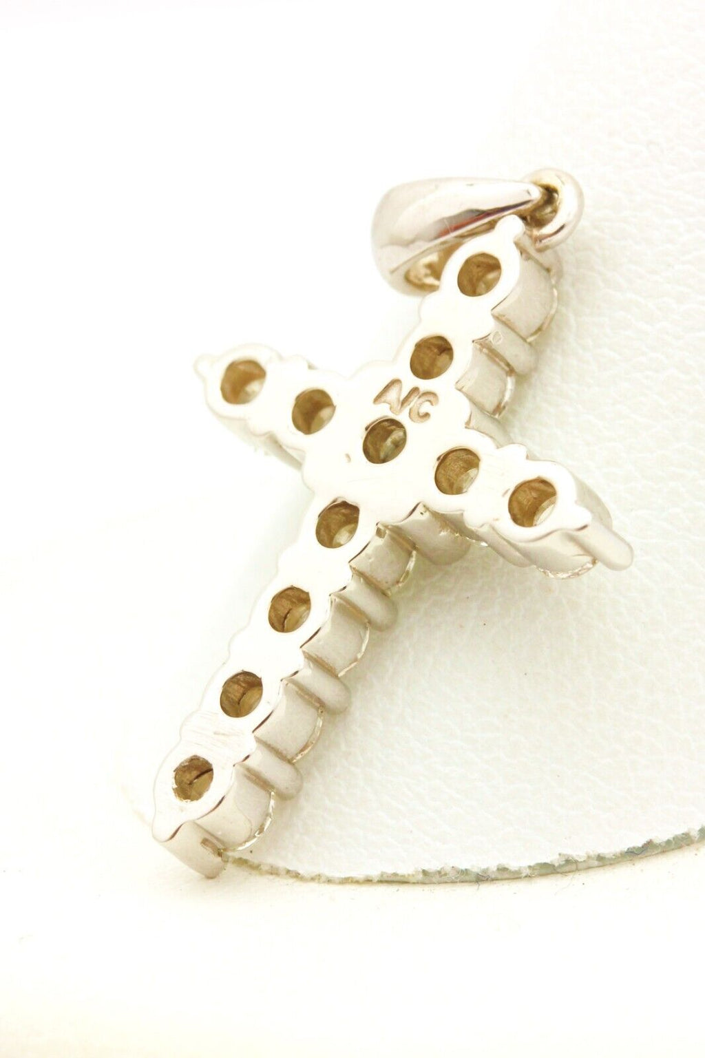 14k white gold 1ctw round natural diamond cross pendant 1 inch 3.04g new