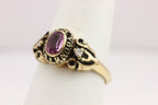 10k yellow gold pink sapphire diamond class ring 1984 size 6.25 estate vintage