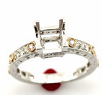 18k white pink rose gold two tone 6mm square semi mount engagement ring NEW