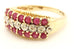 10k yellow gold ruby diamond three row band ring size 6.75 3.66g vintage estate