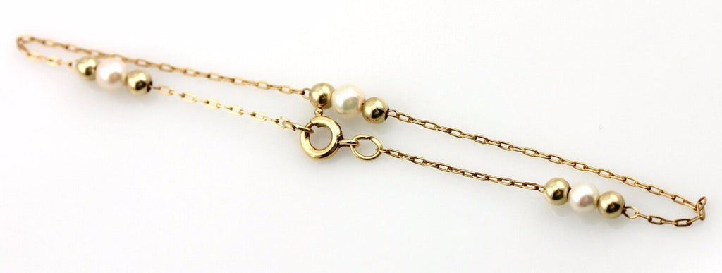 1/20 14k yellow gold filled 7" bracelet 3 cultured pearls costume fashion 0.76g