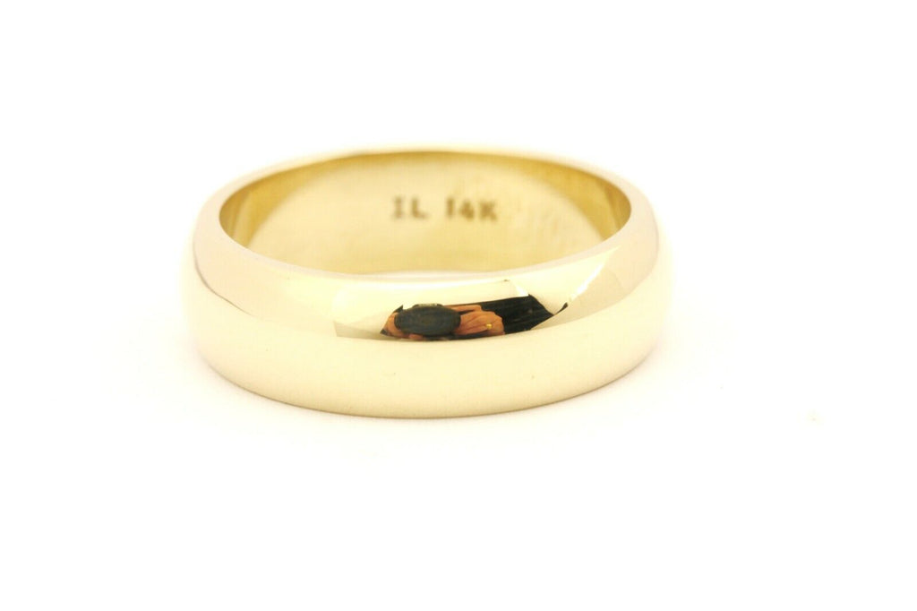 14k yellow gold plain solid wedding band ring size 7 5.8mm 7.04g vintage estate