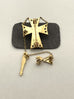 10k yellow gold fraternal cross pin brooch seed pearls 0.75inch(1.5 chain) 6g