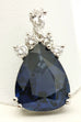 18k white gold platinum 7.68ct GIA blue sapphire 0.52ctw diamond pendant necklace