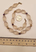 Frosted Satin white beads 16" with 14k balls, 14k clasp purple beads necklace