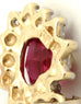 lab created heart shape red ruby 10k yellow gold pendant 14k bail estate vintage